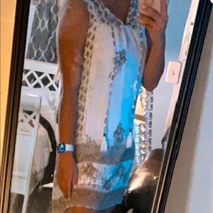 J.c. penney white and gold shift dress. very classy.